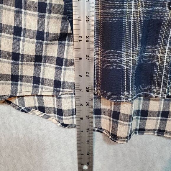 Kori America Flannel Womens Small Blue Tan Plaid Button Down Shirt Top - Picture 5 of 8